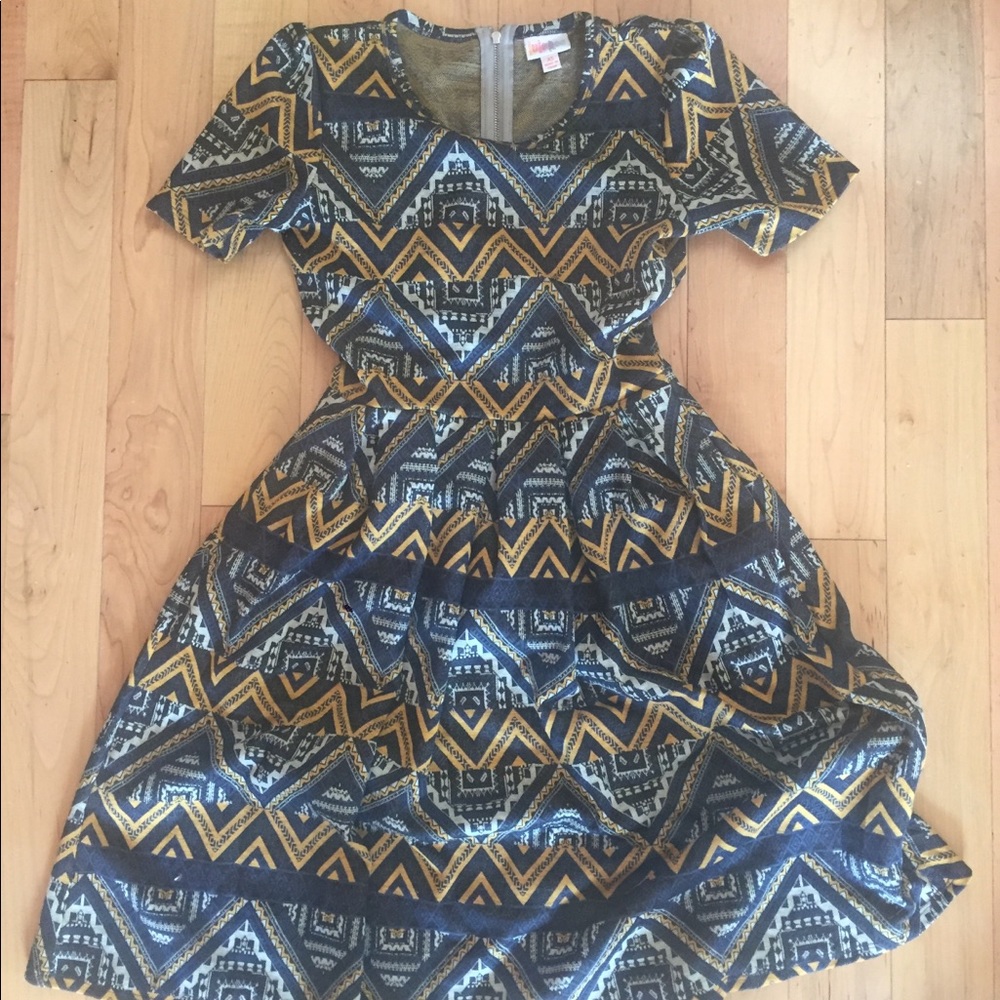 Lularoe blue and gold Amelia dress